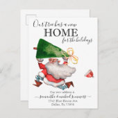 Nieuw huis voor Feestdagen Santa Tree Funny Aankondigingskaart (Voorkant / Achterkant)