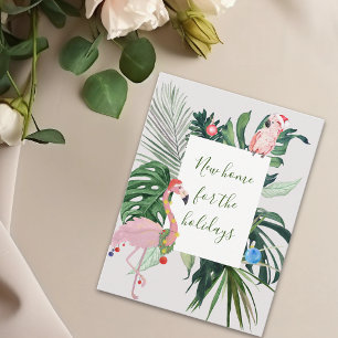Nieuw huis voor vakantie bewegende tropische flami briefkaart