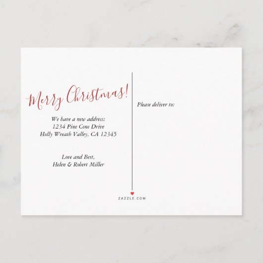 Nieuw huis zoet thuis Dennenkrans Kersthuis verhui Aankondigingskaart (Achterkant)