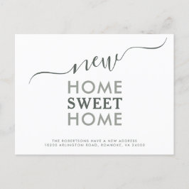 Nieuw huis zoete thuis moderne typografie verhuis  aankondigingskaart