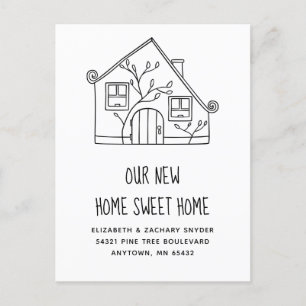 Nieuw huis zoete thuis zwart wit huis verhuizen briefkaart