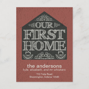 Nieuw huisadres aankondiging schoolbord