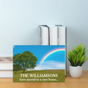Nieuw Huisadres Mooie Regenboog Foto Verhuizing Aankondiging