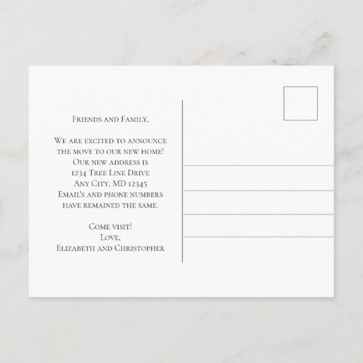 Nieuw huisscript verplaatsen aankondigingskaart (Achterkant)