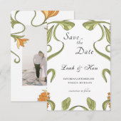 Nieuw Huwelijk Bloem Kunst Opslaan Datum Save The Date (Voorkant / Achterkant)