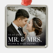 Nieuw Huwelijk Mr & Mrs Premium Square Ornament (Voorkant)