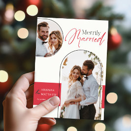 Nieuw Huwelijk Vakantie Bruiloft Zwart Rood Feestdagenkaart