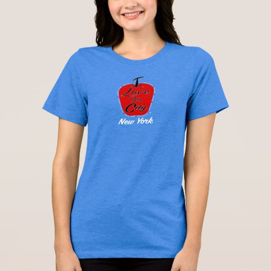 Nieuw I Love This City op blauw Tri-Blend Shirt (Voorkant)