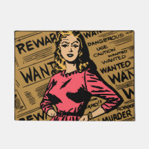 Nieuw idee Funny retro Gezochte vrouw Brown Newspa