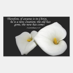 nieuw in Christus geschrift met lelies sticker