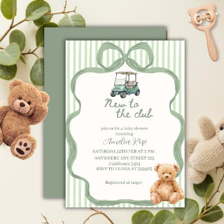 Nieuw in de Club Preppy Strik Baby Shower Kaart