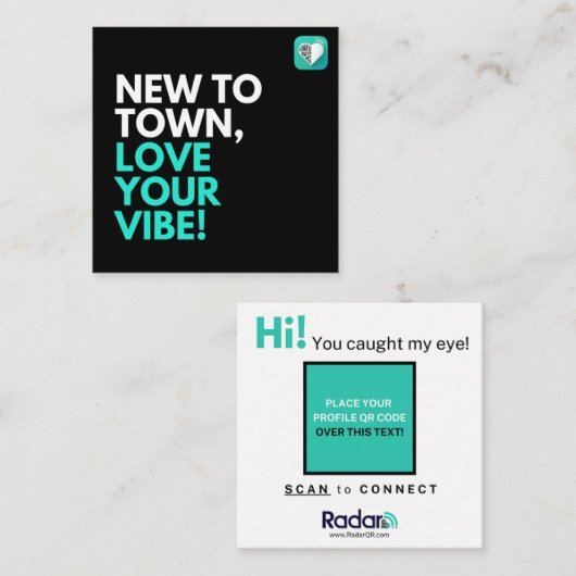 Nieuw in de stad, hou van je sfeer! vierkante visitekaartje (Voorkant / Achterkant)