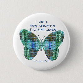 Nieuw in Jezus 2 Corinthians 5:17 Butterfly Ronde Button 5,7 Cm