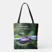 Nieuw Inspirerend citaat beginnings Butterfly Tote Bag (Achterkant)
