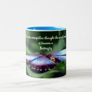 Nieuw Inspirerend citaat beginnings Butterfly Tweekleurige Koffiemok