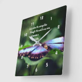 Nieuw Inspirerend citaat beginnings Butterfly Vierkante Klok (Hoek)