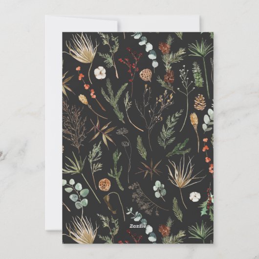 Nieuw jaar 1 waterverf botanische floranje feestdagenkaart (Achterkant)