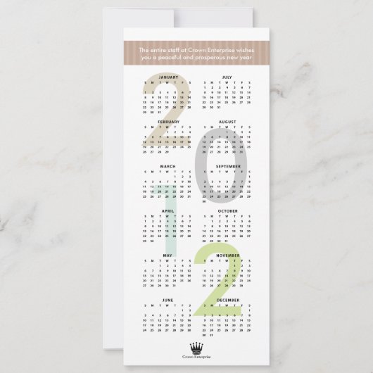 Nieuw jaar 2012 voor bruine banner logo feestdagenkaart (Voorkant)