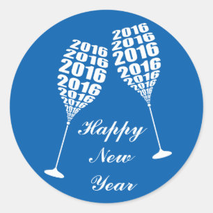 Nieuw jaar 2016 Stijlvol wijnglas Ronde Sticker