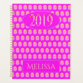 Nieuw jaar 2019 Geel Roze Vier bladluvers Modern Planner