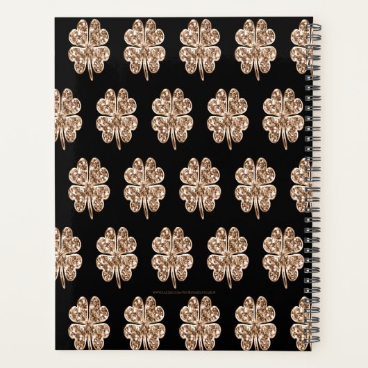 Nieuw jaar 2019 Zwarte en Gold Vier bladluiders Planner (Achterkant)