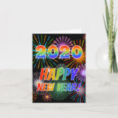 NIEUW JAAR 2020! + Kleurrijk Fireworks-patroon Feestdagen Kaart (Voorkant)