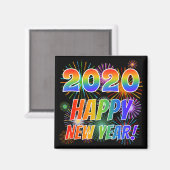 NIEUW JAAR 2020! + Kleurrijk Fireworks-patroon Magneet (Voorkant / Achterkant)