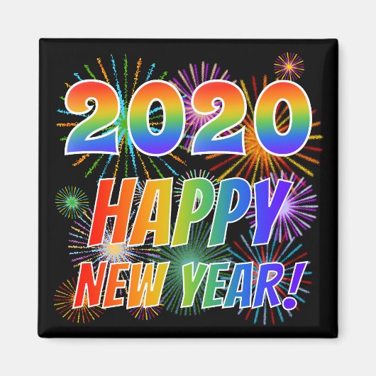 NIEUW JAAR 2020! + Kleurrijk Fireworks-patroon Magneet (Voorkant)