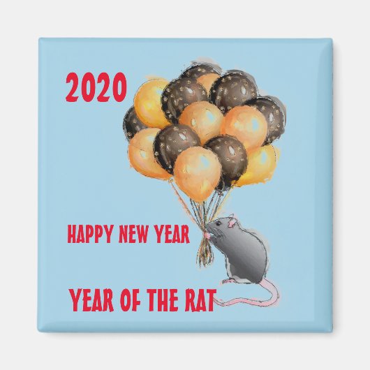 NIEUW JAAR 2020 VAN DE RAT MAGNEET (Voorkant)