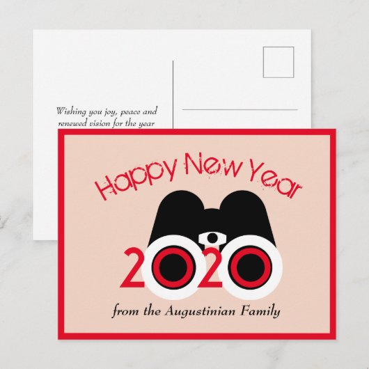 NIEUW JAAR 2020 Visie Gepersonaliseerd seizoensinv Briefkaart (Voorkant / Achterkant)