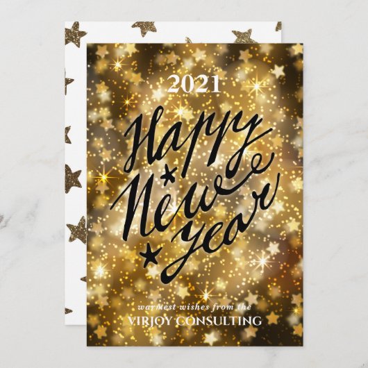 NIEUW JAAR 2021 | Bedrijfs Festive Gold Feestdagenkaart (Voorkant / Achterkant)