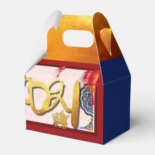 Nieuw jaar 2021 Chinese Ox met Lantaarns GFB Bedankdoosjes (Voorkant Zijde)