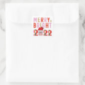 NIEUW JAAR 2022: MERRY EN BRIGHT SANTA VIERKANTE STICKER (Tas)