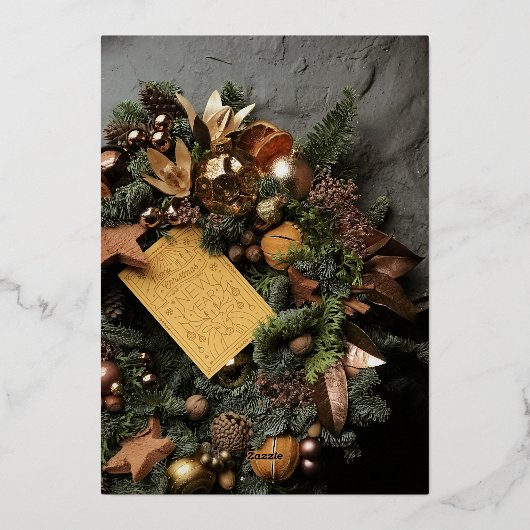 NIEUW JAAR 2023 | Aangepast groen zakelijk goud Folie Feestdagenkaart (Achterkant)