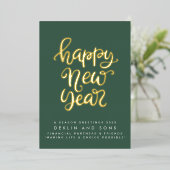 NIEUW JAAR 2023 | Aangepast groen zakelijk goud Folie Feestdagenkaart (Staand Voorkant)