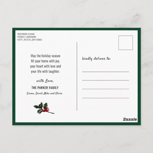 Nieuw jaar 2023 Gold Confetti Festive Pine Bough Briefkaart (Achterkant)