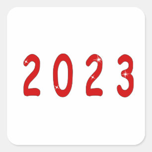 Nieuw jaar, 2023, nummer 2023, geschenk nieuw jaar vierkante sticker