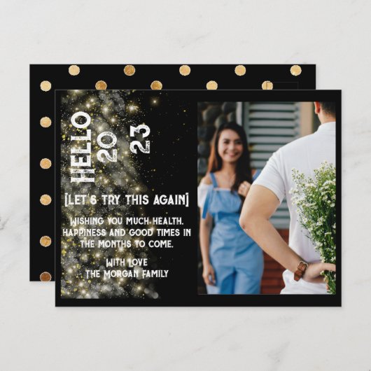 Nieuw jaar Aangepaste feestdag Fotopost Briefkaart (Voorkant / Achterkant)