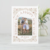 Nieuw jaar Arch Berry Neutral 3 Foto Collage Feestdagenkaart (Staand voorkant)