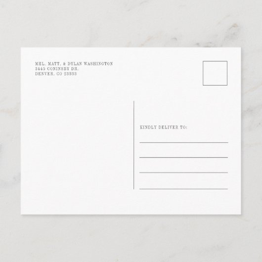 Nieuw jaar avonturen Nieuw Adres Bewegend Aankondigingskaart (Achterkant)