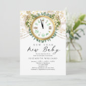 Nieuw jaar Baby shower babyklok Kaart (Staand voorkant)