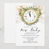 Nieuw jaar Baby shower babyklok Kaart (Voorkant / Achterkant)