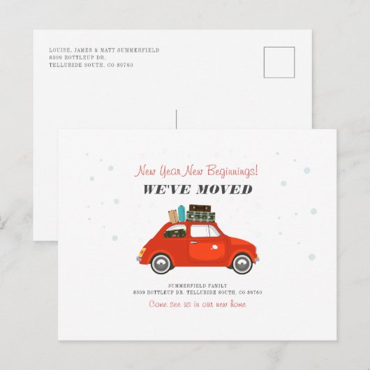 Nieuw Jaar beginnings Bewegend Adres Aankondigingskaart (Voorkant / Achterkant)