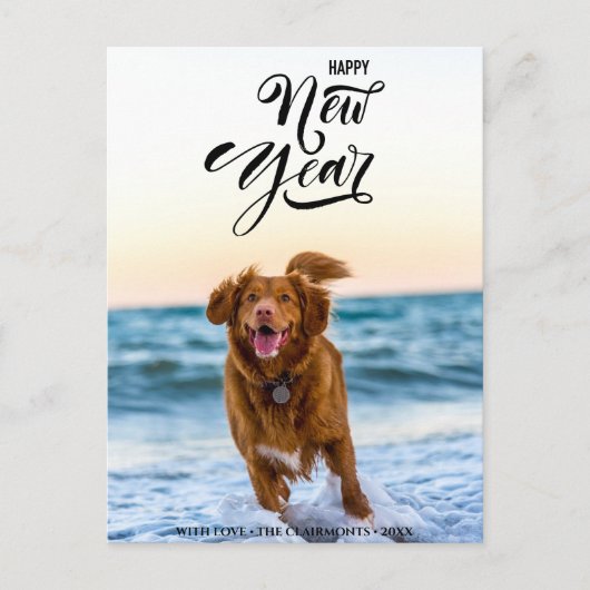 NIEUW JAAR BEKIJKEN | Minimale moderne scriptfoto Feestdagenkaart (Voorkant)