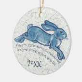 Nieuw jaar Blauw konijn Bunny Delft Dedham Keramisch Ornament (Links)