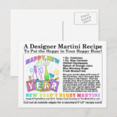 Nieuw jaar Blues Martini Recept Briefkaart (Voorkant / Achterkant)