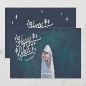 NIEUW JAAR  BOMEN-WITTE FEESTDAGENKAART (Voorkant / Achterkant)