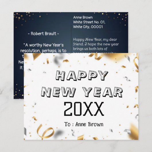 Nieuw jaar Briefkaart (Voorkant / Achterkant)