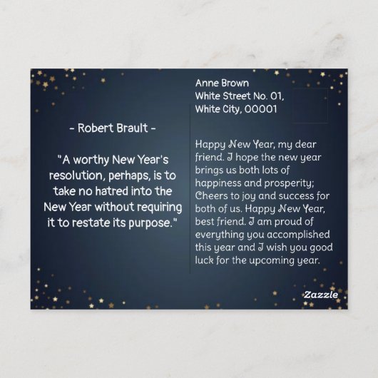 Nieuw jaar Briefkaart (Achterkant)