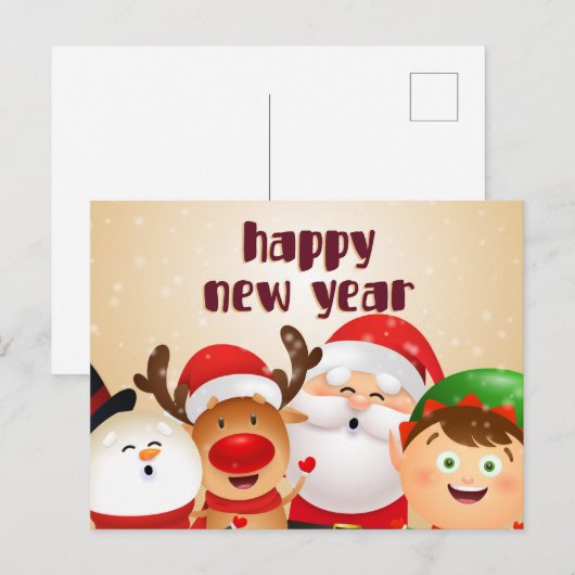 Nieuw jaar briefkaart (Voorkant / Achterkant)